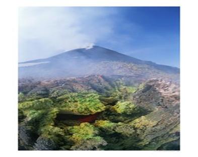 Sulphurous Deposits and Lava are Shown in Foreground of Mount Etna Photographic Print by Peter Carsten
