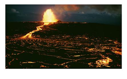 A Blazing Fountain and a River of Lava Pour from a Vent of the Volcano Photographic Print by Robert Madden